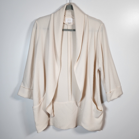 Wilfred Aritzia Cream‎ Chevalier Open Front Draped Blazer Jacket 6 - Picture 1 of 11